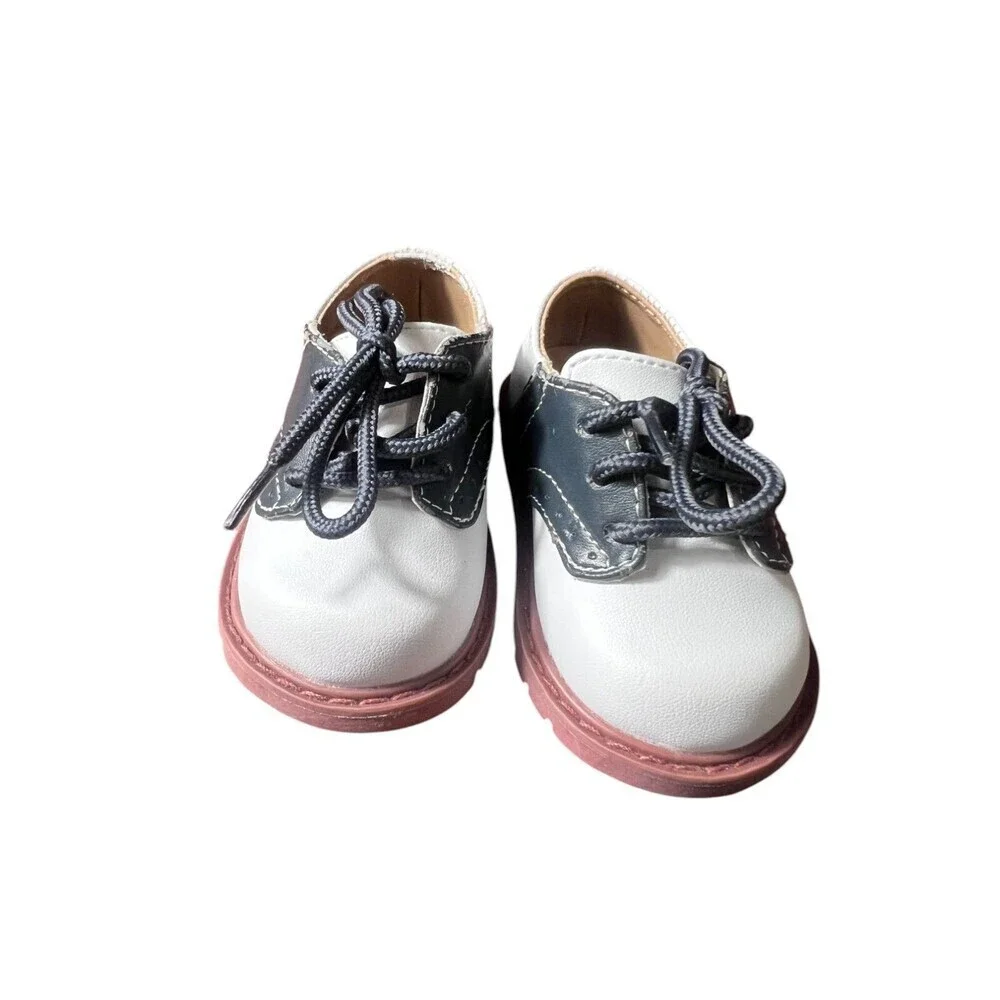 NWOT Trimfoot Toddler Dress Shoes – Size 2 Black White Lace Up Formal Shoes